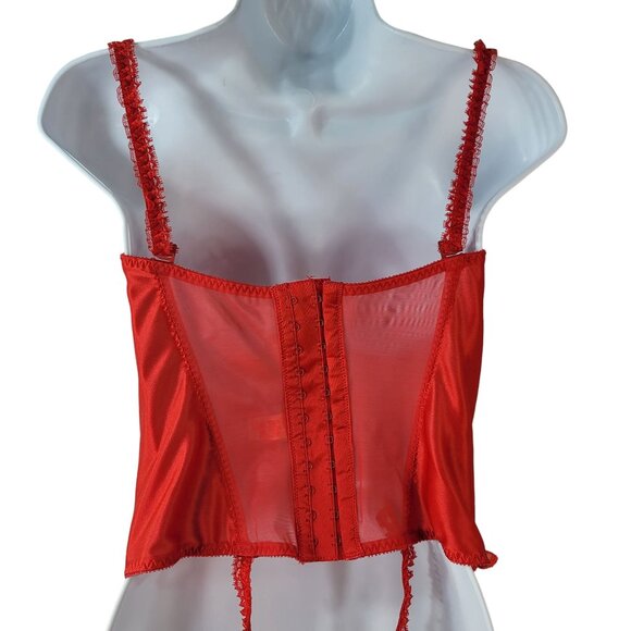 Victoria's Secret Corset Bustier Red Size 36 Garter Boned Underwire ILGWU VTG - Picture 6 of 14